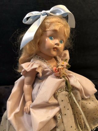 Vintage Vogue Painted Eye Strung Ginny Doll Cinderella Tagged Gown Mohair Wig