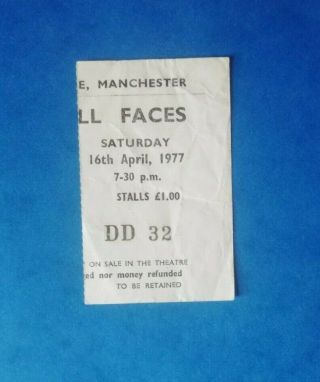 Small Faces (1977) Concert Ticket At The Trade Hall,  Manchester.