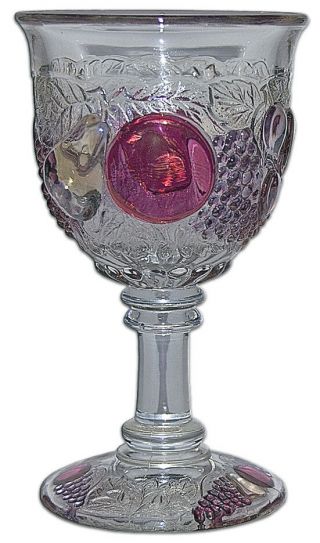 Westmoreland Della Robbia Pretty Stained Water Goblet - Staining