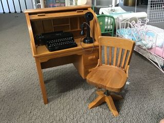 American Girl Doll Wooden Desk With Typewriter And Telephone