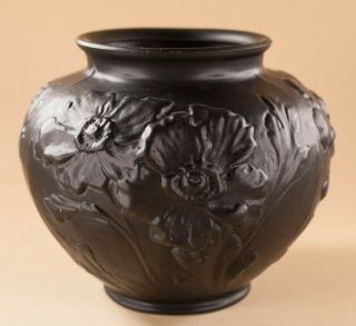 Tiffin Glass Satin Black Poppy 5 1/2 " Vase