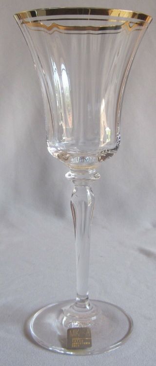 Water Goblet Glass Mikasa Crystal Jamestown Gold Pattern