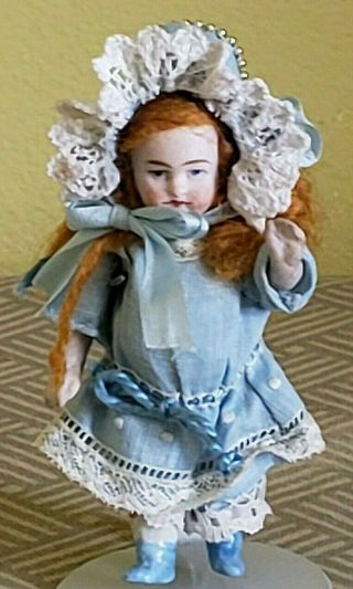 Vintage 3 & 1/4 " All Bisque Doll House Doll