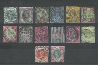 1887 Gb Qv Queen Victoria Jubilee Set Of 14 Stamps