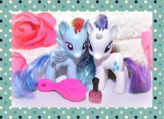 ❤️my Little Pony Brushable Rainbow Power Tinsel Hair Rainbow Dash Rarity Lot❤️