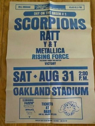 Scorpions Metallica Ratt Y & T Concert Poster Ksjo Bill Graham