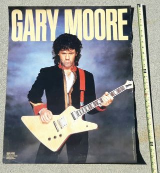Gary Moore Run For Cover Rare Promo Poster 1986 Guitar Player Vintage