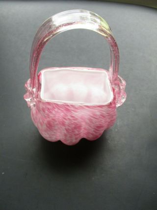 Vintage Murano Art Glass Handblown Pink & White Handbag Purse Vase