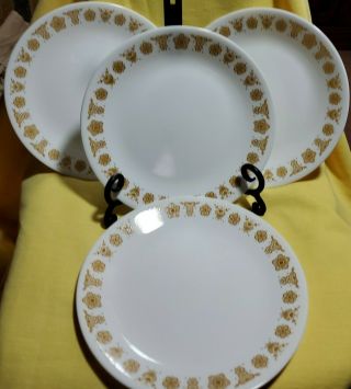 Vintage Corelle Butterfly Gold 8.  5 In.  Luncheon Salad Plates Set Of 4