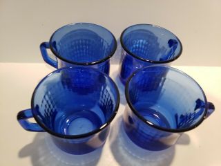 Set of 4 Vintage Coffee/ Tea Cups/ Made in Mexico Set Of 4 Cobalt Colored Glass 2
