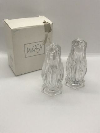 Mikasa Icicles 4 1/4 " Blown Glass Salt & Pepper Shakers Sn 047/350