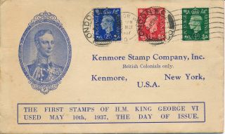 Gb 1937 (10th May) Kgvi 1/2d,  1d & 21/2d On Illustrated Fdc,  Cat £50 London