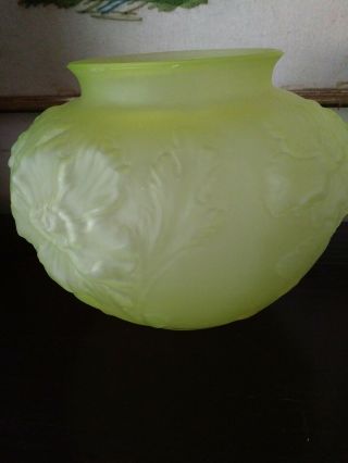 Antique/Vintage Tiffin Glass - Green Frosted Satin Glass Vase - Poppies 2