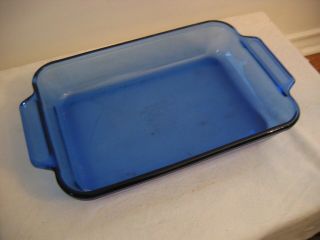 Vintage Anchor Cobalt Handled Baking Dish 8 X 11.  5 X 2 - 2 Qt