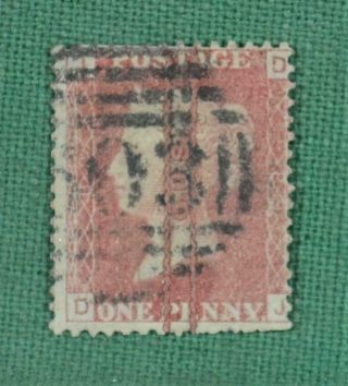Gb Stamp 1d Penny Red With Security Printing On Front Of Stamp (t196)
