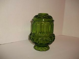 Vintage Le Smith Moon & Stars Green Glass Fairy Lamp Candle Holder