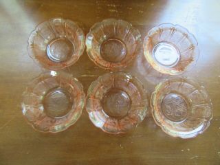6 - Vintage Jeannette Pink Depression Glass Cherry Blossom Dessert Bowls 5 "