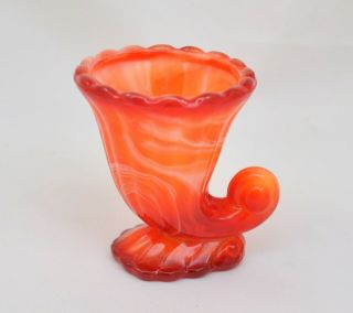 Vintage Murano Art Glass Cornucopia Shell Vase Red