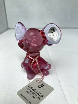 Vintage Fenton Art Glass - 5148 Rose Pink Mouse
