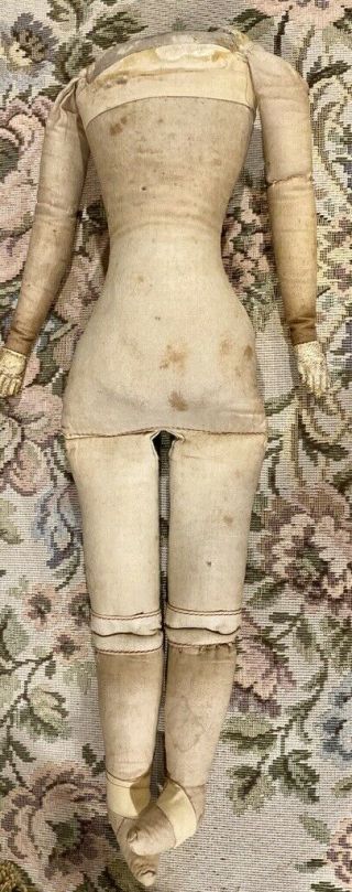 13 " Antique Cloth Body For China Head,  Parian,  Wax,  Etc Or Any Early Doll.  3 "