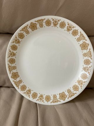 Vintage Corelle " Butterfly Gold " Set Of 6 Dinner Plates By Corning