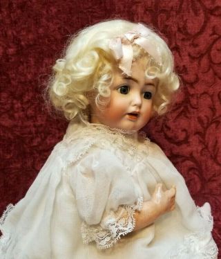 Antique German Bisque Head Baby Doll Jdk Kestner 260 Blonde Mohair 14 In Cutie