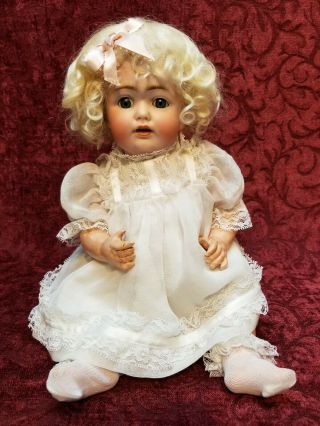 Antique German Bisque Head Baby Doll JDK Kestner 260 Blonde Mohair 14 in Cutie 2