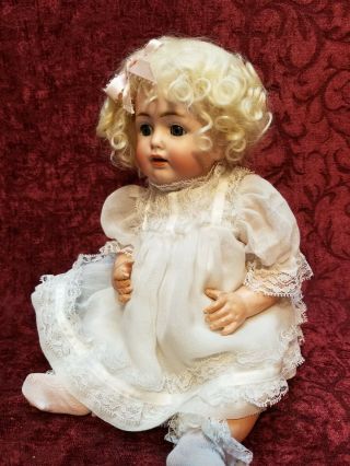 Antique German Bisque Head Baby Doll JDK Kestner 260 Blonde Mohair 14 in Cutie 3