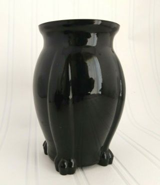 Black Amethyst Glass Footed Vase L.  E.  Smith 1930 