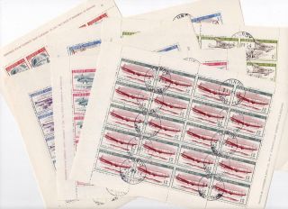 Gb/lundy: 1954 Set Of 6 Full 5 X 4 Sheets - Cancelled To Order (34352)