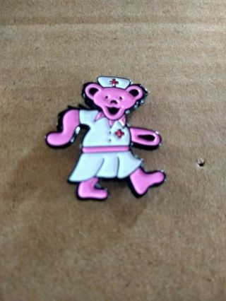 Grateful Dead Dancing Bear Nurse Hat Pin Pink