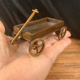 Vintage Artisan Hardwood Pushcart Dollhouse Miniature 1/12 Scale