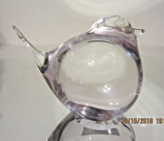 Crystal Clear Art Glass Bird Figurine Paperweight Hand Blown