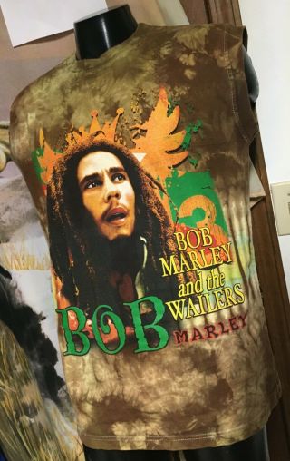 Vtg Bob Marley & The Wailers Brown Tie - Dye Sleeveless T Shirt Mens Xl Hot - Ice