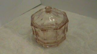 Vintage Pink Depression Glass Octagon Candy Dish With Lid - 5 1/4 X 5 1/2