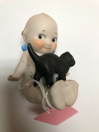 3.  5” Antique 1920’s Kewpie Made In Japan With Black Kitty Cat All Bisque S