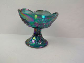 Vintage Carnival Glass Iridescent Blue Candle Holder / 4 " X 4.  5 "