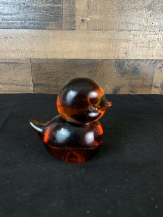 Murano Glass Amber Bird Paperweight Heavy Figurine