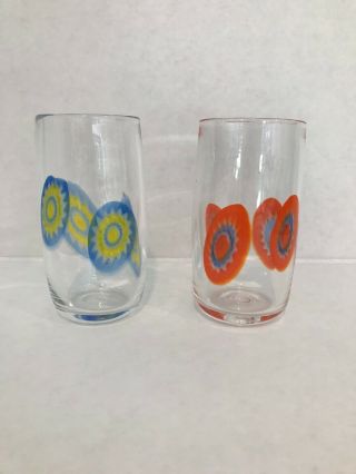 2 Hand Blown Drinking Glasses With Glass Bead Rod In Them 5 1/2 X 2 1/2