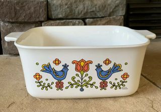 Corning Ware Country Festival P - 4 - B Vintage Utility Dish Loaf Frozen Food Baking