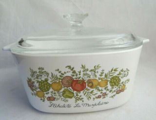 Vintage Corning Ware Casserole Dish W/ Lid Spice Of Life 3 Qt Square Baking