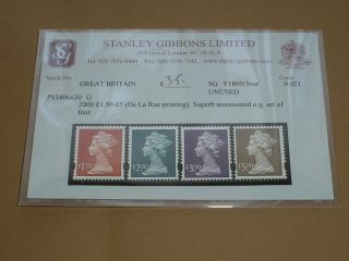 2000 Gb Stamps Machin High Values Sgy1800/03 Variety De La Rue Printing Mnh