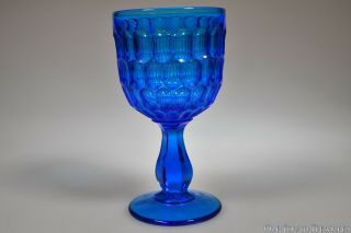 C.  1960s - Early 1970s Thumbprint By Fenton Colonial Blue Goblet