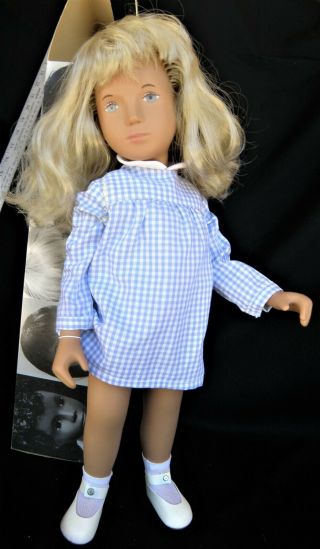 16 " Sasha 107 Blonde Girl Doll In Blue White Gingham Dress,  Made In England