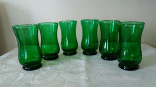 Vintage Set Of 6 Forest Green Juice Glasses 5 Oz.