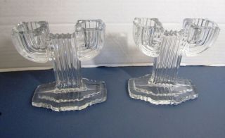 Anchor Hocking Queen Mary Double Candle Taper Holders (2) Cactus Tapered Vintage