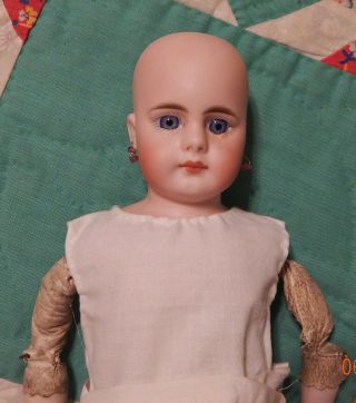 14 " Antique German Bisque Doll Closed Mouth Pierced Ears Tlc