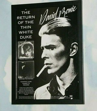 David Bowie Framed A4 1999`return Of The White Duke` Album Band Poster