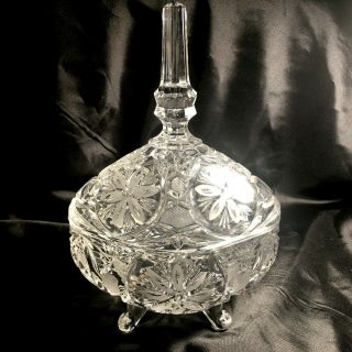 Vintage Anna Hutte " Bleikristall " Candy Dish - 24 Lead Crystal – Footed W/ Lid