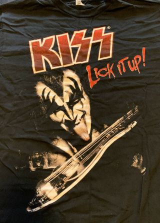 Mens Kiss Lick It Up Gene Simmons Graphic Band T Shirt Large Rock N Roll